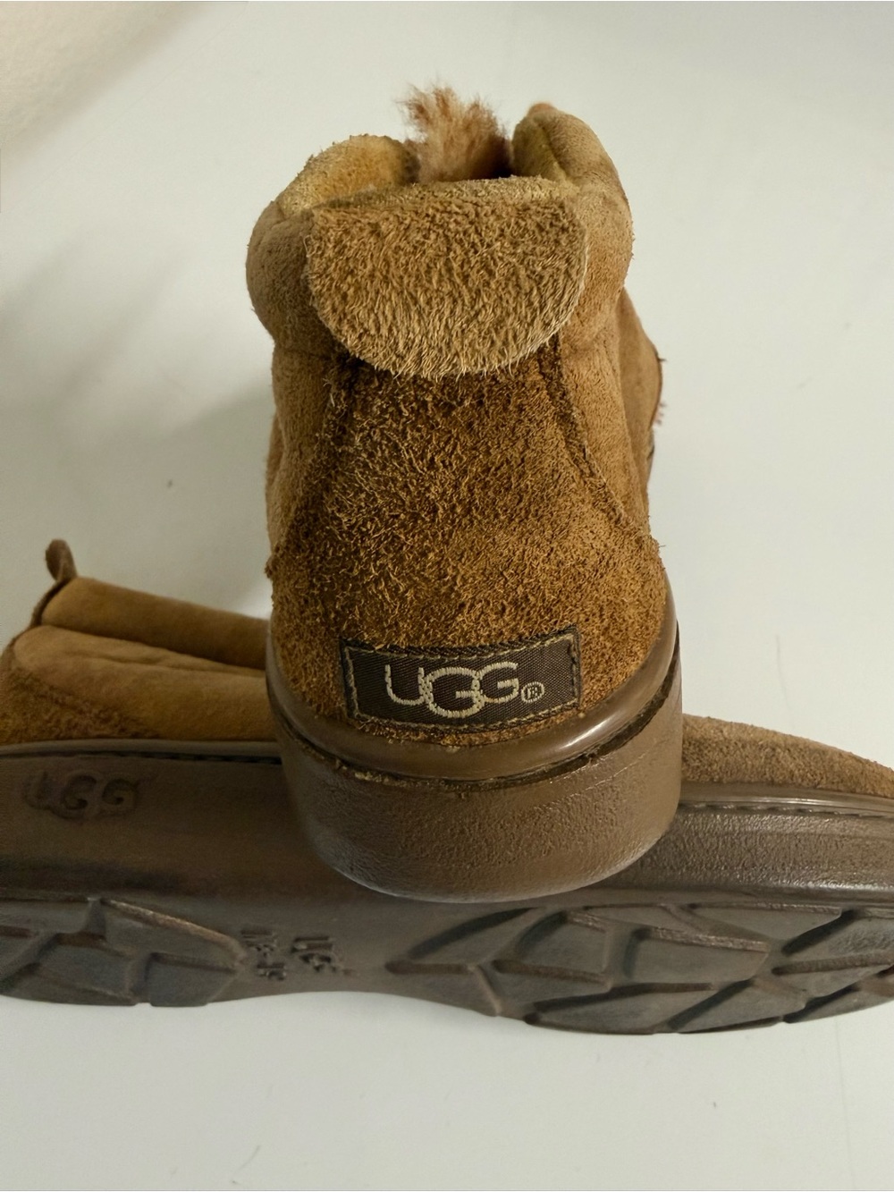 UGG Tan Suede Ankle Boot with Shearling Trim